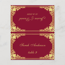 Burgundy Vintag Printname Wedding Platzkarte