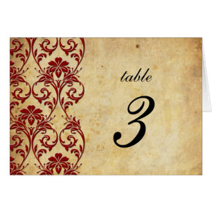 Burgundy Vintag Swirl Damask Wedding Tischnummer