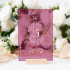 Burgundy Wappen Monogram Wedding Tischnummer Acrylschild