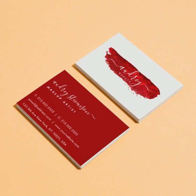 Burgundy Wassercolor Stroke Beruflich Signature Visitenkarte (Von Creator hochgeladen)