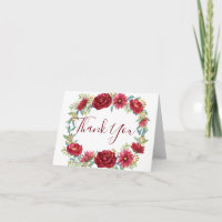 Burgundy Watercolor Blume Danke Karte