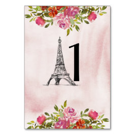 Burgundy Watercolor Blumeneiffelturm Tischnummer