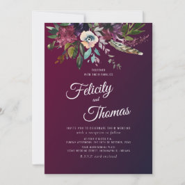 Burgundy Watercolor Floral Wedding Einladung