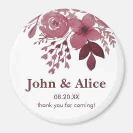Burgundy Watercolor Floral Wedding Magnet