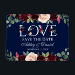 Burgundy Watercolor Liebe Blau Save the Date Magnet<br><div class="desc">Wasserfarbe Burgundy Liebe Save the Date Blue Magnet</div>