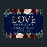 Burgundy Watercolor Liebe Blau Save the Date Magnet<br><div class="desc">Wasserfarbe Burgundy Liebe Save the Date Blue Magnet</div>