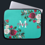 Burgundy Watercolor Peony Rosen Floral Mit Monogra Laptopschutzhülle<br><div class="desc">Botanische botanische Rose aus botanischer Tornflöte aus Burgund Laptop Schläfchen. Burgund, Marsala, Rose mit weißer Wasserfarbe, botanisches Blumendesign mit dunkelgrünen Blätter und Beeren auf türkisfarbenem oder aquaischem Hintergrund. Das elegante, handgeschriebene Typografie-Design mit Ihrem Namen, Monogramm und hübscher Fall, winterburgundische Peony Rose Bouquet. Die perfekte Wahl für Herbst oder Winter. #3334...</div>