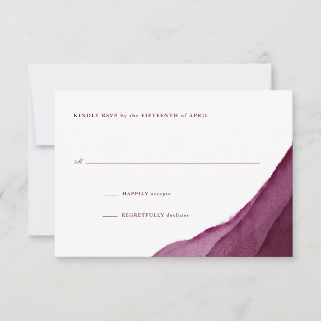 Burgundy Watercolor Wedding RSVP (Vorderseite)