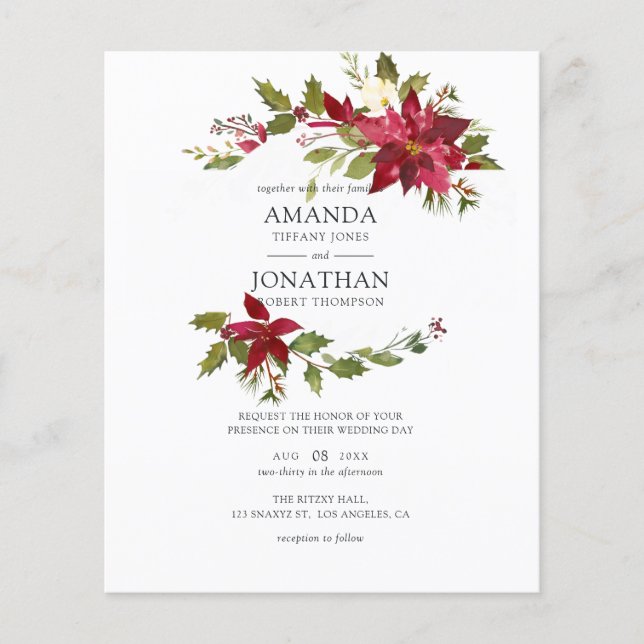 Burgundy Watercolor Weihnachtsfeier Flyer (Vorne)