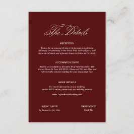 Burgundy Wedding Begleitkarte