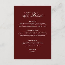 Burgundy Wedding Details Begleitkarte