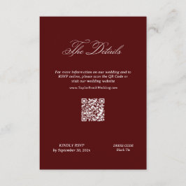 Burgundy Wedding Details Qr Code Begleitkarte