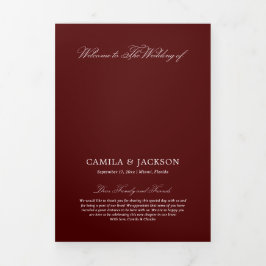 Burgundy Wedding  Dreifach-gefaltete Programmkarte
