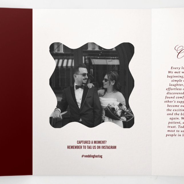 Burgundy Wedding  Dreifach-gefaltete Programmkarte (Innenseite Mitte)