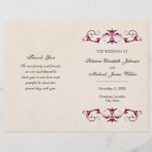 Burgundy Wedding Folding Programm | Tan Hintergrun