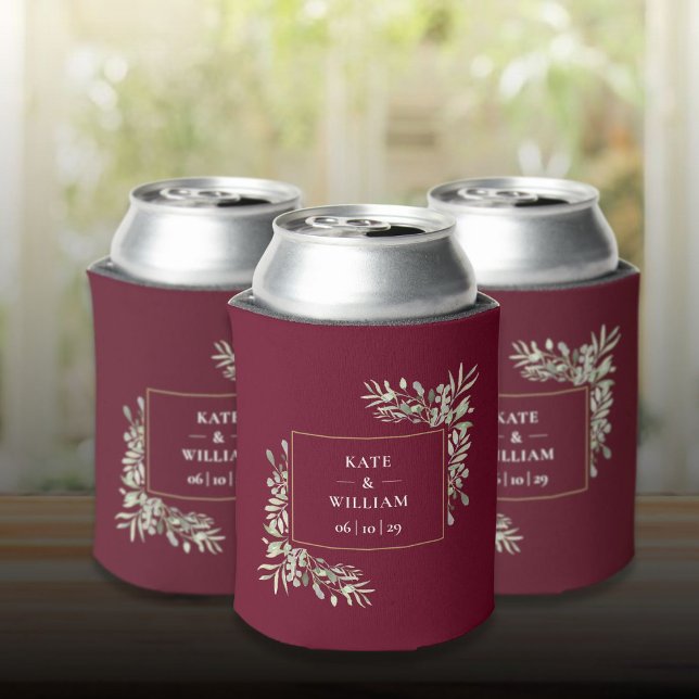 Burgundy Wedding Greenergiefoliage kann kühler wer Dosenkühler (Burgundy Wedding Greenery Foliage Can Cooler)