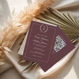 Burgundy Wedding Invitation QR Code