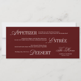 Burgundy Wedding Menu Card Einladung