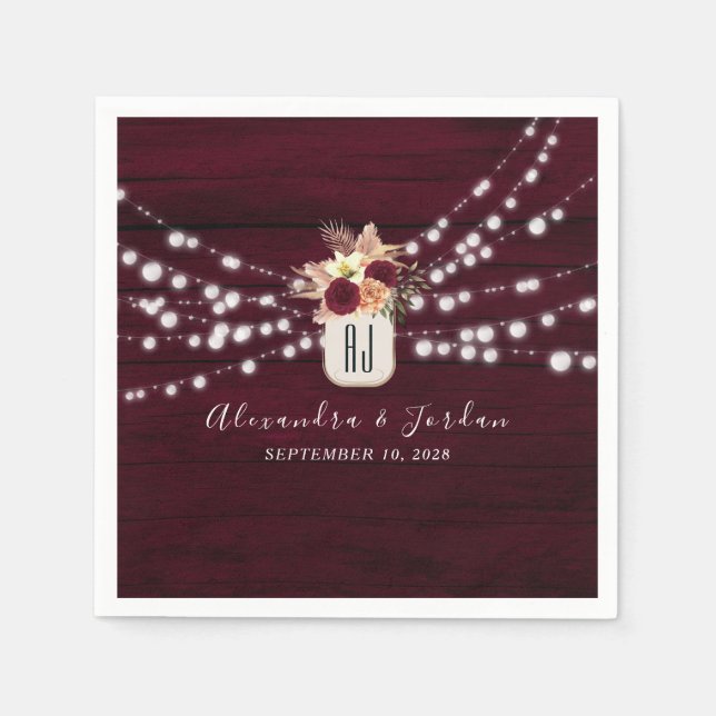 Burgundy Wedding Napkins Serviette (Vorderseite)