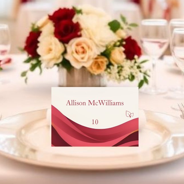 Burgundy Wedding Place Card-Vegan Tischnummer (Burgundy and Ivory Wedding Place Card-Vegan Table Number )