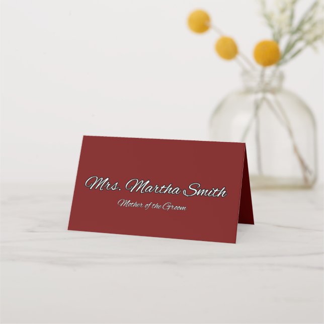 Burgundy Wedding Placecards Platzkarte (Vorderseite)