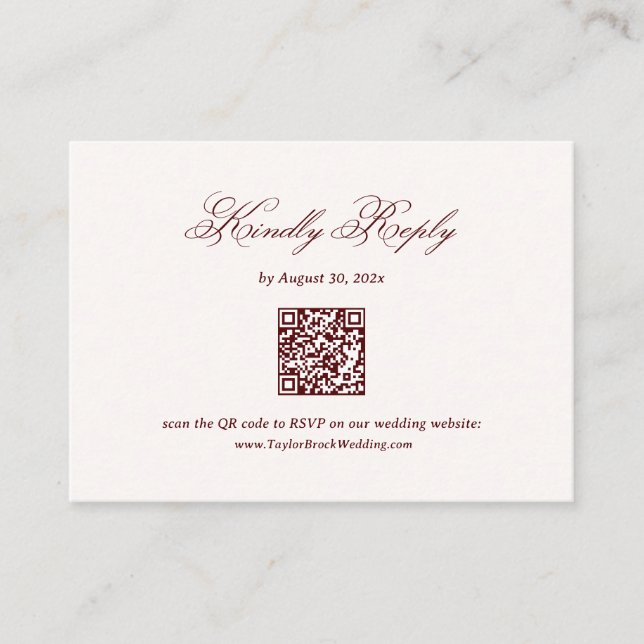 Burgundy Wedding RSVP  Begleitkarte (Vorderseite)