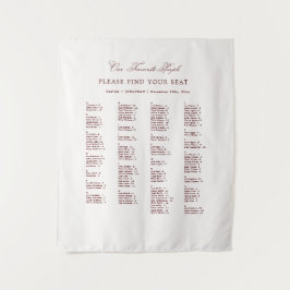 Burgundy Wedding Seating Chart Alphabetical Fabric Wandteppich