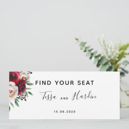 Burgundy Wedding Seating Chart Card Karte