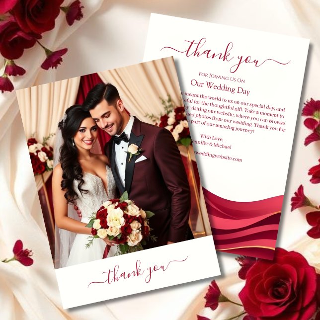 Burgundy Wedding Thank You Card Dankeskarte (Burgundy Wedding Thank You Card)