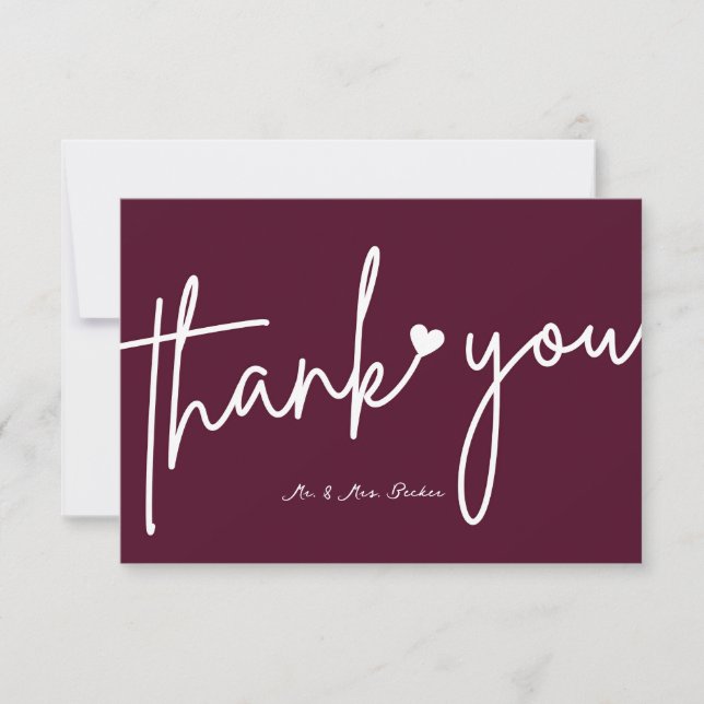 Burgundy wedding thank you cards dankeskarte (Vorderseite)