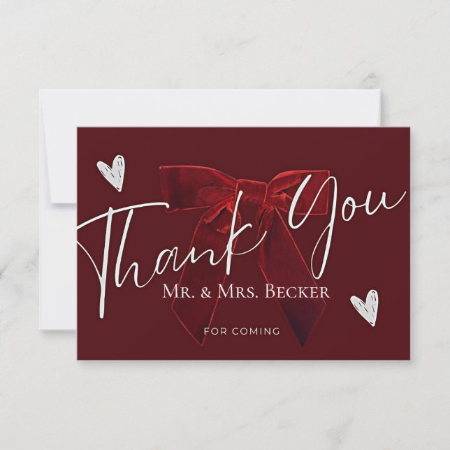 Burgundy wedding thank you cards dankeskarte (Vorderseite)
