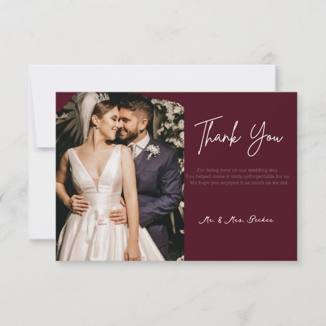 Burgundy wedding thank you cards dankeskarte (Vorderseite)