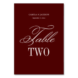 Burgundy Wedding  Tischnummer