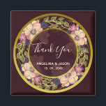 Burgundy Wedding Vielen Dank Magnet<br><div class="desc">Burgund Blumenreath Gastgeschenk Hochzeit Magnet. Moody romantische, dunkle Farben, trendig, elegant, stilvoll. Einzigartiges Blumendesign, handgezeichnet, nur auf einigen Zazzle-Produkten platziert.</div>