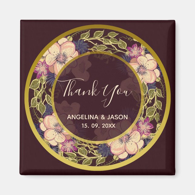 Burgundy Wedding Vielen Dank Magnet (Vorne)