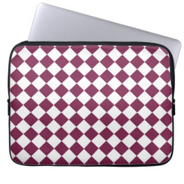 Burgundy-Weiß-Schachbrett-Diamantmuster Laptopschutzhülle