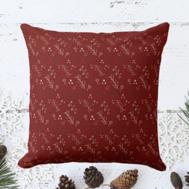 Burgundy Whimsy Doodle Throw Kissen (Von Creator hochgeladen)