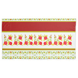 Burgundy White and Lime Green Kissenbezug