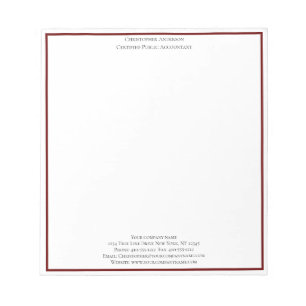 Burgundy White Beruflich Business Personalisiert Notizblock