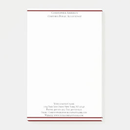 Burgundy White Beruflich Business Personalisiert Post-it Klebezettel