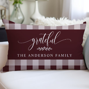 Burgundy White Buffalo Karo Dankbar Personalisiert Lendenkissen