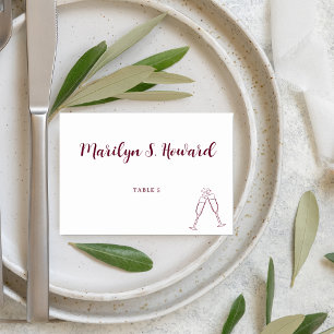 Burgundy White Champagne Minimalistisch Wedding Tischnummer