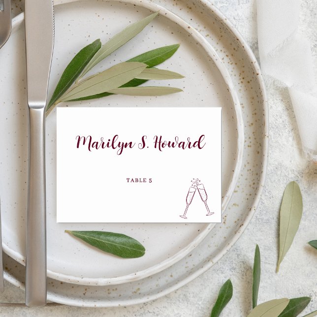 Burgundy White Champagne Minimalistisch Wedding Tischnummer (Von Creator hochgeladen)