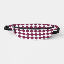 Burgundy White Checker Diamond Pattern Bauchtasche
