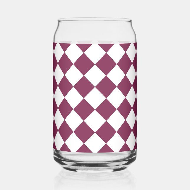 Burgundy White Checker Diamond Pattern Dosenglas (Vorderseite)
