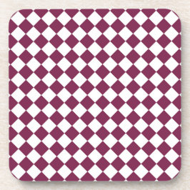 Burgundy White Checker Diamond Pattern Getränkeuntersetzer