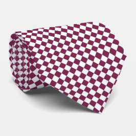 Burgundy White Checker Diamond Pattern Krawatte