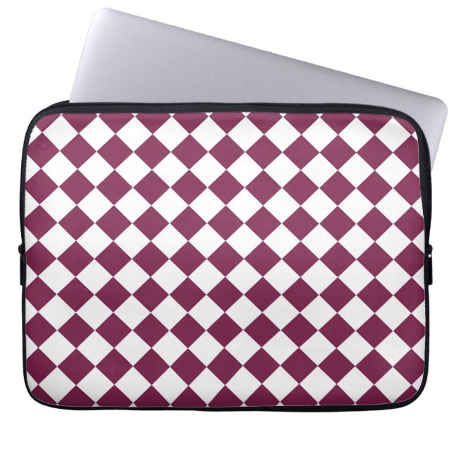 Burgundy White Checker Diamond Pattern Laptopschutzhülle (Vorderseite)