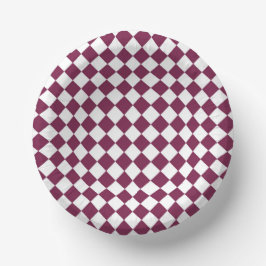 Burgundy White Checker Diamond Pattern Pappteller