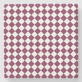 Burgundy White Checker Diamond Pattern Steinuntersetzer